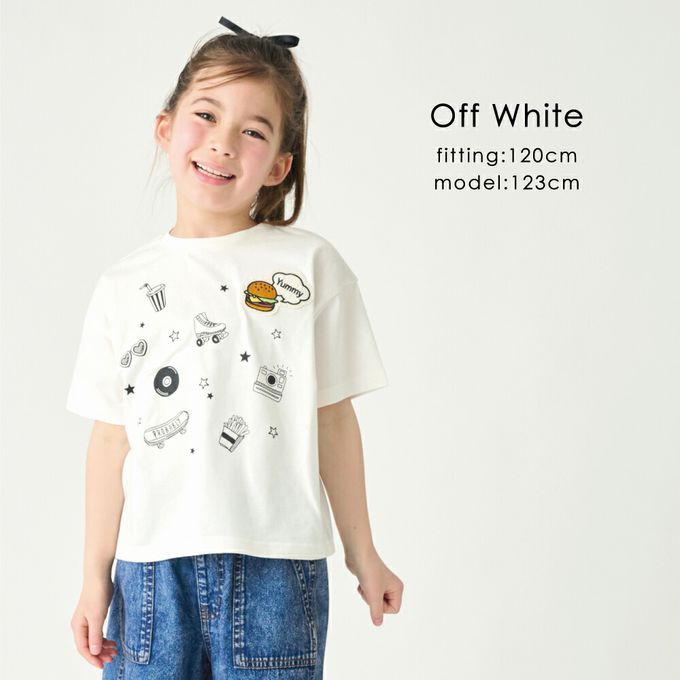 日本 evercloset - 100%棉 漢堡貼布短袖上衣-淺綠