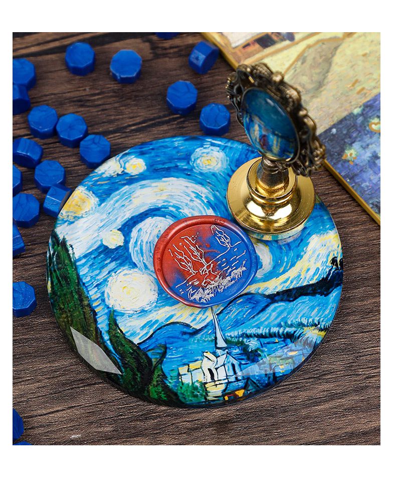 火漆章冷卻水晶墊板-繁星墜落 (8.5x8.5cm)