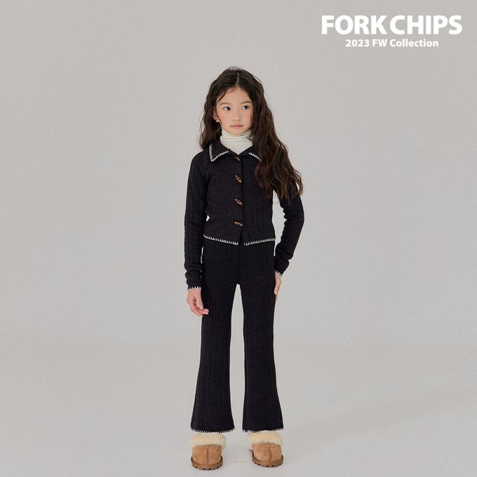韓國 FORK CHIPS - 編織感牛角釦針織外套-黑