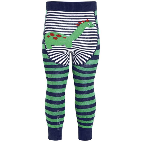 英國 JoJo Maman BeBe - 圖案嬰幼兒內搭褲/保暖襪-綠色恐龍