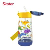 日本 SKATER - 透明吸管水壺(480ml) PET-恐龍圖鑑-480ml
