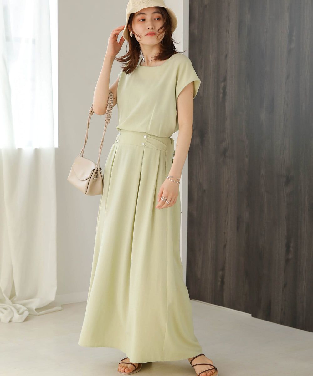 日本 Bab - 顯瘦剪裁收腰法式袖洋裝-石墨灰