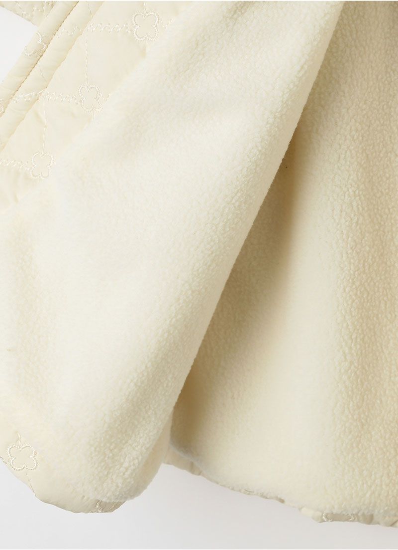 韓國 OZKIZ - 高雅愛心鑽蝴蝶結長版大衣-米白