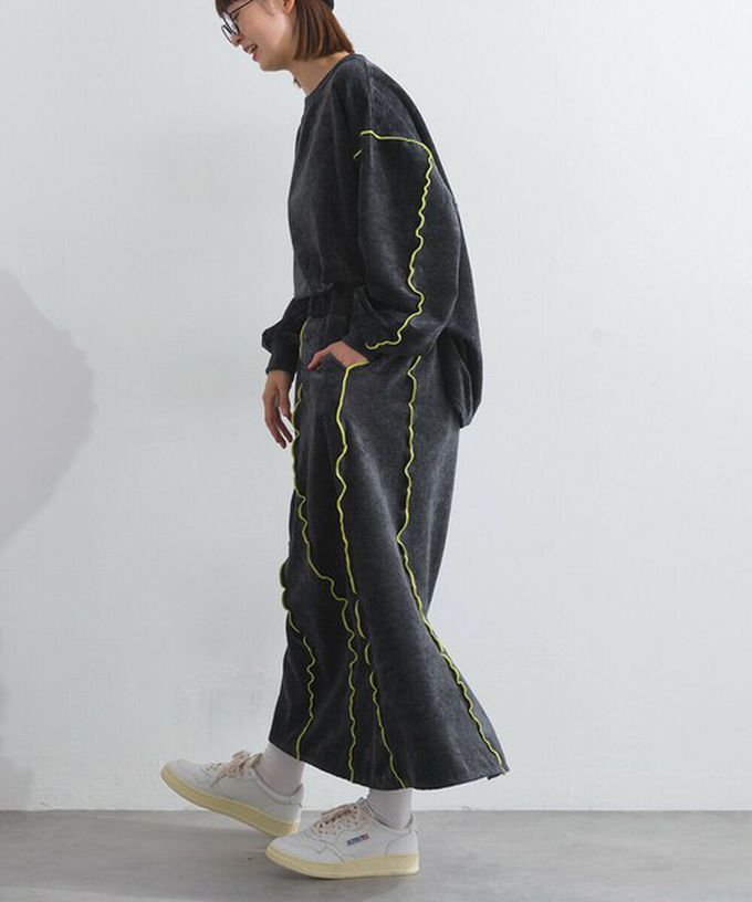 日本 Lupilien - 木耳縫線休閒絨面長袖上衣-煙燻粉