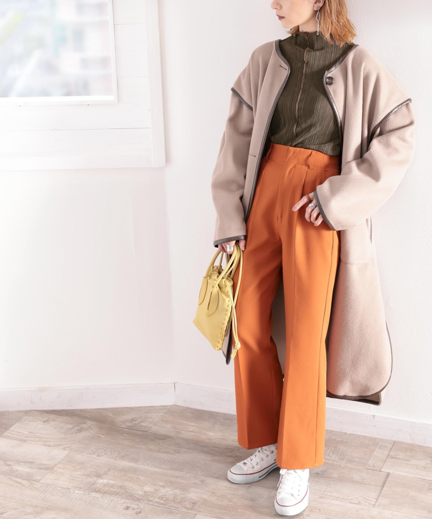 日本 Classical Elf - 光澤感木耳邊薄長袖上衣-酪梨綠