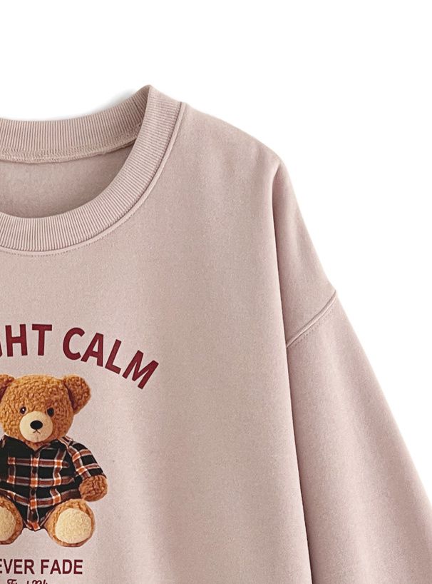 日本 GRL - 可愛小熊印花大學T-粉紅 (F)