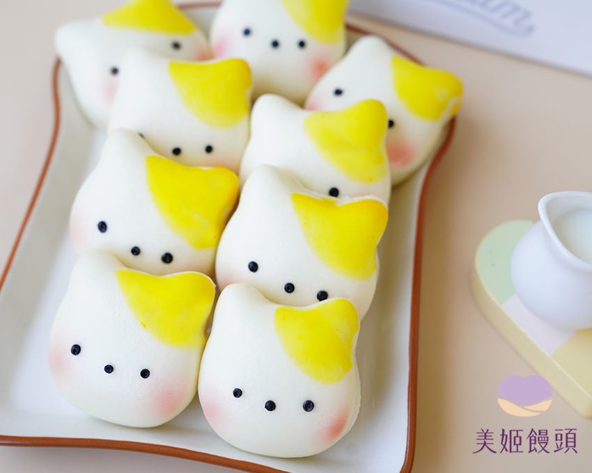 美姬饅頭 - 迷你貓咪無糖鮮乳造型饅頭 (12入)-20g