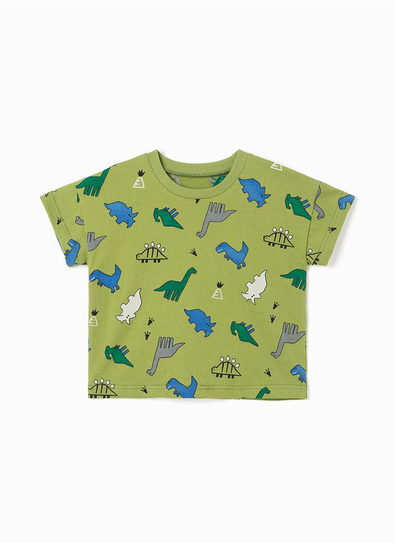 韓國 OZKIZ - 侏羅紀恐龍短袖上衣-綠