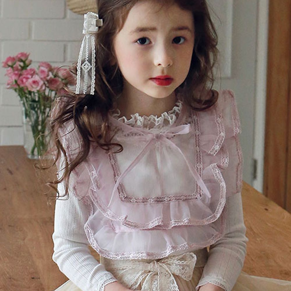 韓國 PuellaFLO - 雙層荷葉透膚裝飾小背心-粉紅