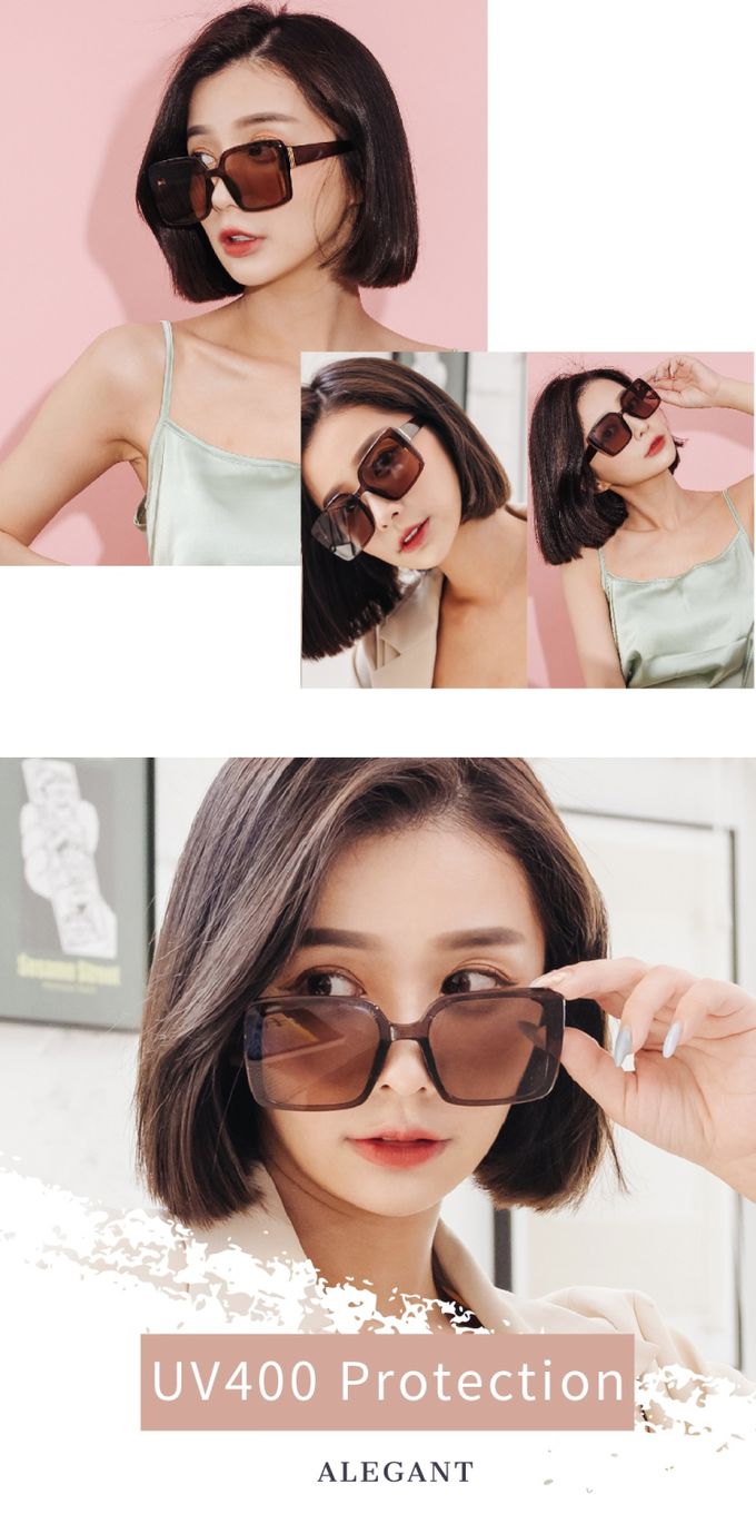 ALEGANT - 韓版微光核桃棕透視感方框墨鏡│UV400太陽眼鏡