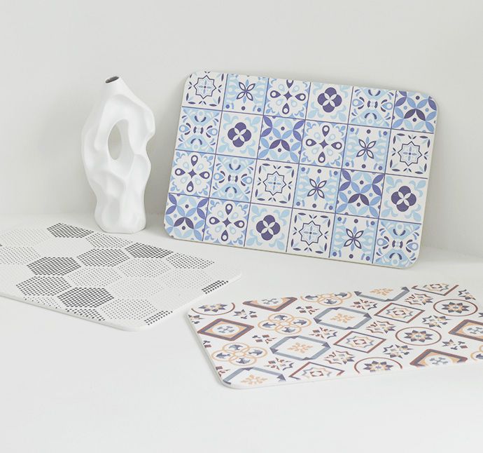 家窩 - MIT 峇斯克印花防霉速乾珪藻土地墊(39x60cm)-4色可選-藍調花磚