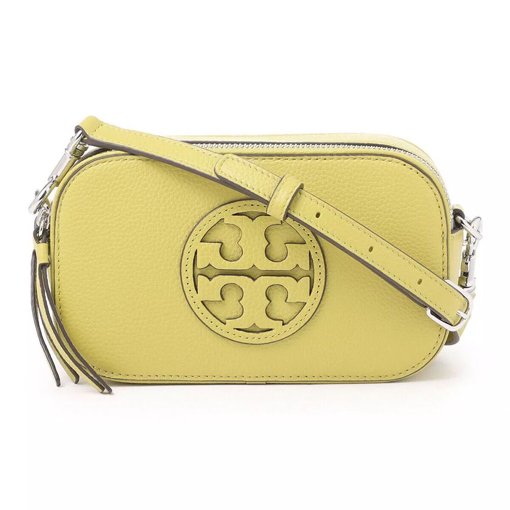 雙拉鍊皮革迷你相機包 (黃)