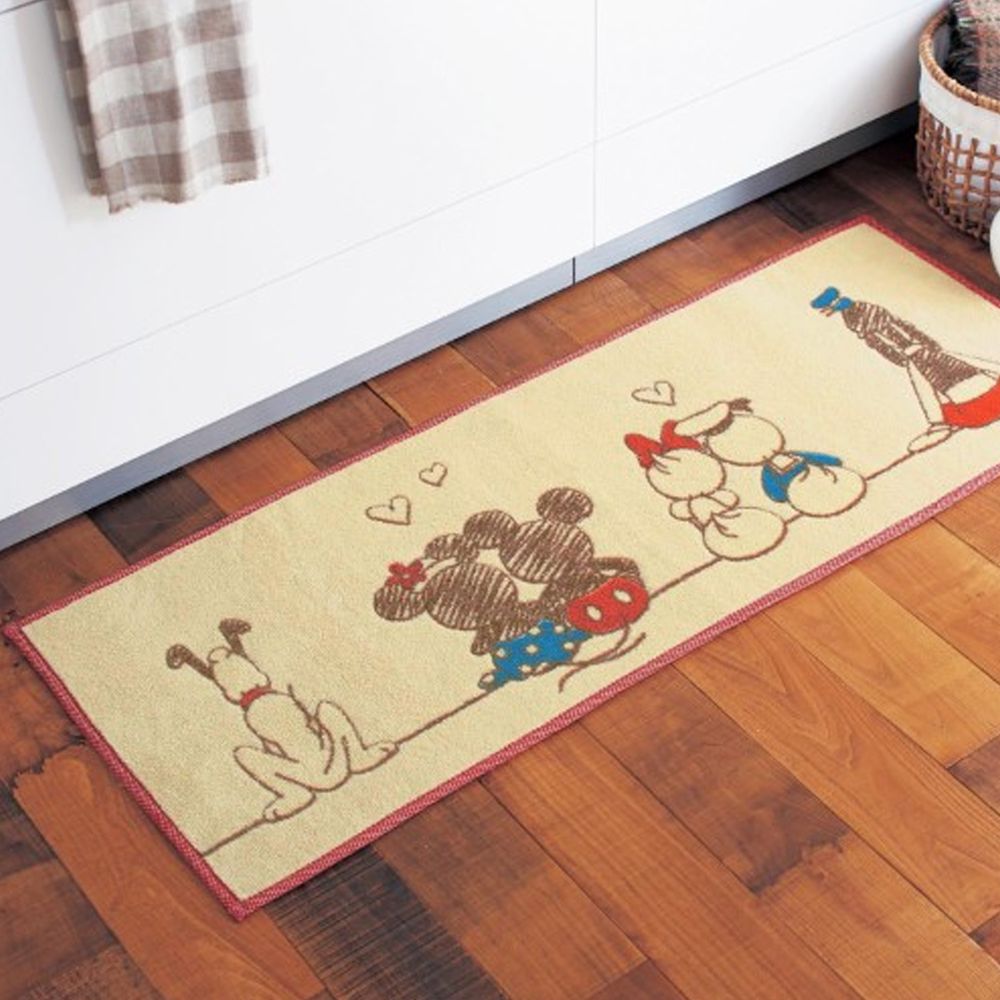 日本千趣會 - 迪士尼 日本製 長條型腳踏墊(廚房/臥室)-米奇與好友背影