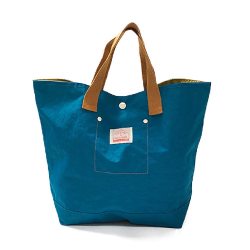 日本 OCEAN&GROUND - 經典休閒大容量手提袋/購物袋-GOODAY 純色-深藍綠 GR (33x31x12cm)
