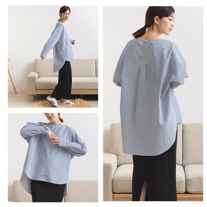 日本 OMNES - 圓弧優雅前短後長修身船領上衣-芥末黃