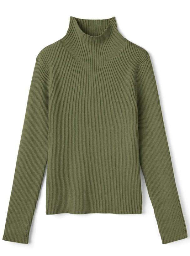 日本 GRL - 立領顯瘦彈性羅紋長袖上衣-皇家藍