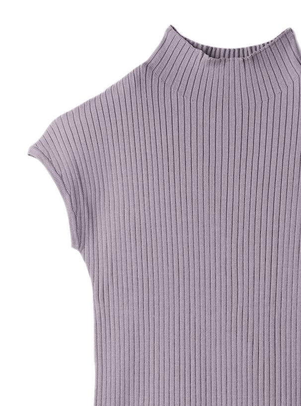 日本 GRL - 立領彈性羅紋兩件式短袖洋裝-淺米杏