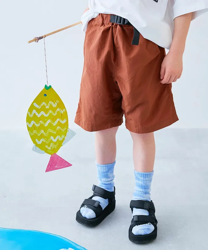 日本 devirock - 水陸二用 帥氣束腰玩水五分褲-黑