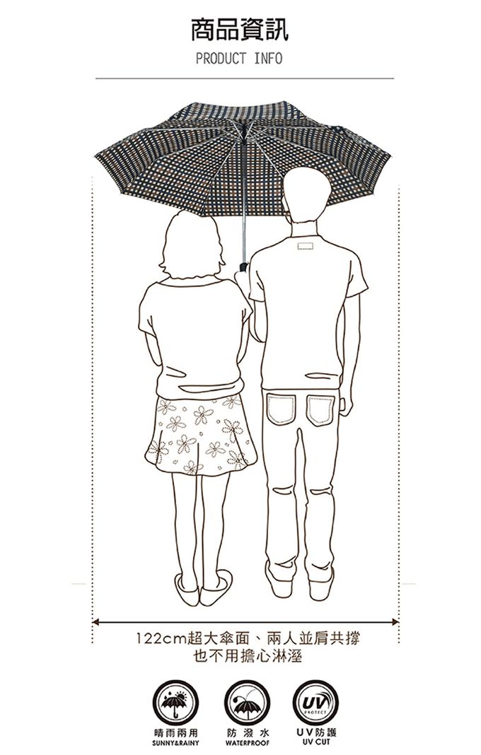 Rainstory - 抗UV雙人自動傘-絕色彩點-480g