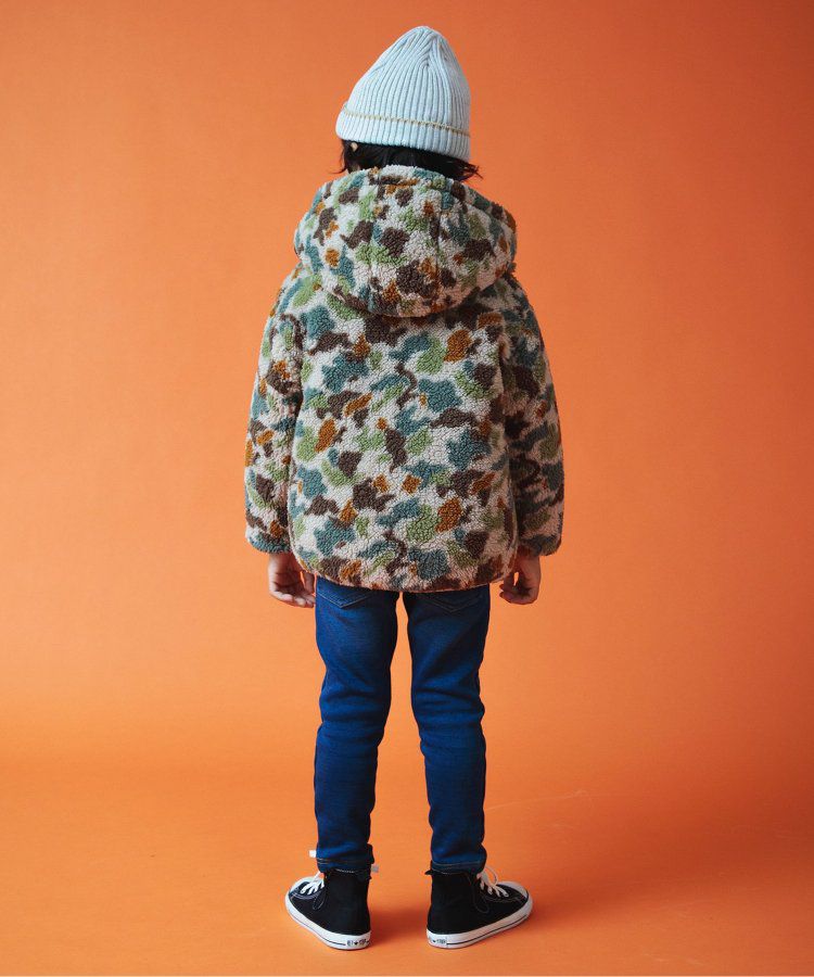 日本 BREEZE - [雙面穿]絨毛鋪棉繽紛保暖外套-黑系&迷彩