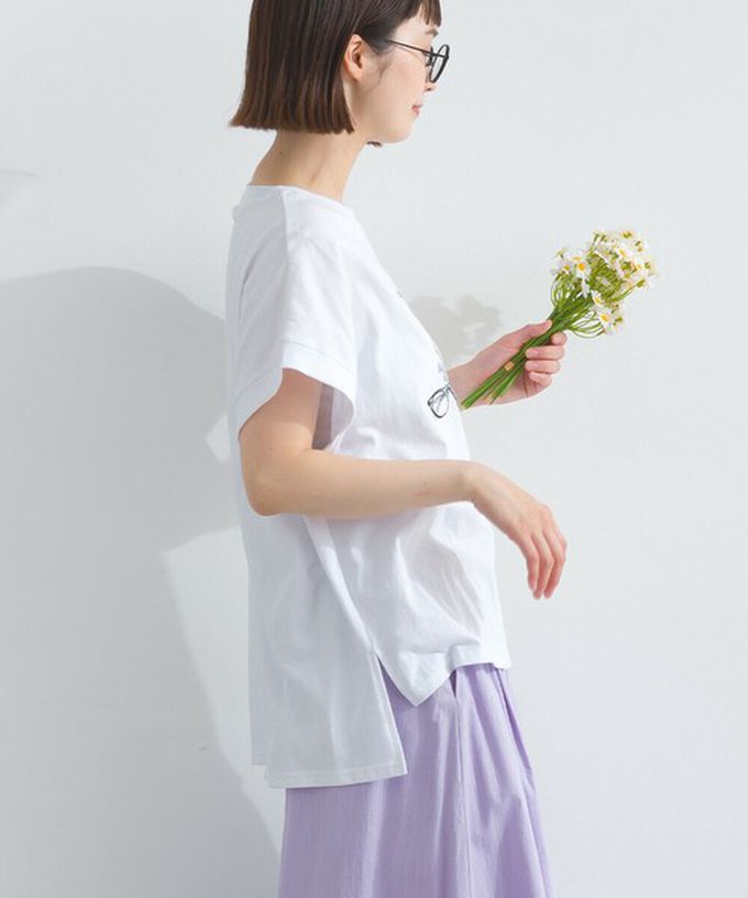 日本 Lupilien - 純棉知性印花法式袖T恤-灰棕