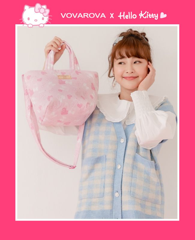 VOVAROVA - HELLO KITTY手提側背托特包-微粉愛戀-臺灣限定-粉 (19cmx7cmx22cm)