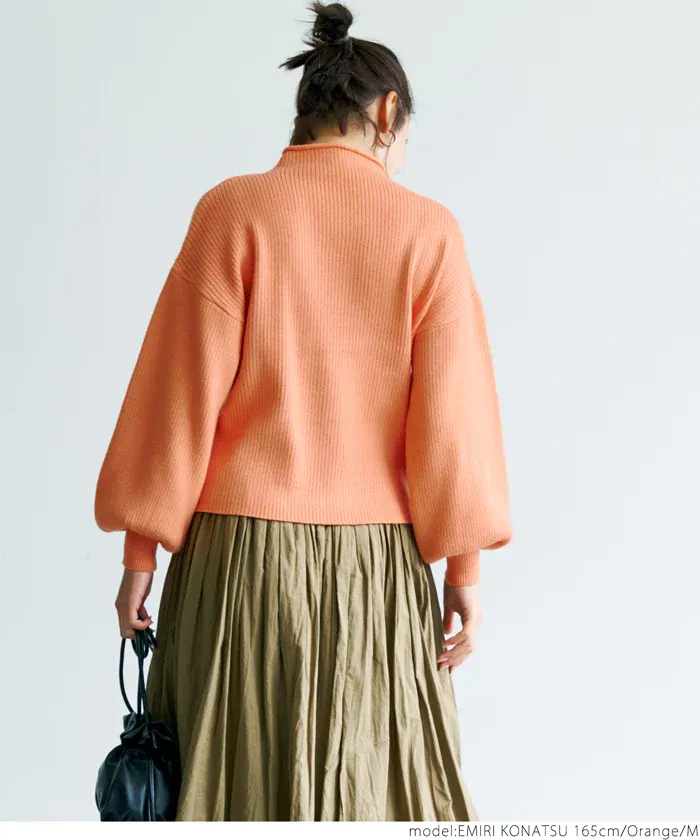 日本 COCA - 舒適修身立領羅紋毛衣-淺粉