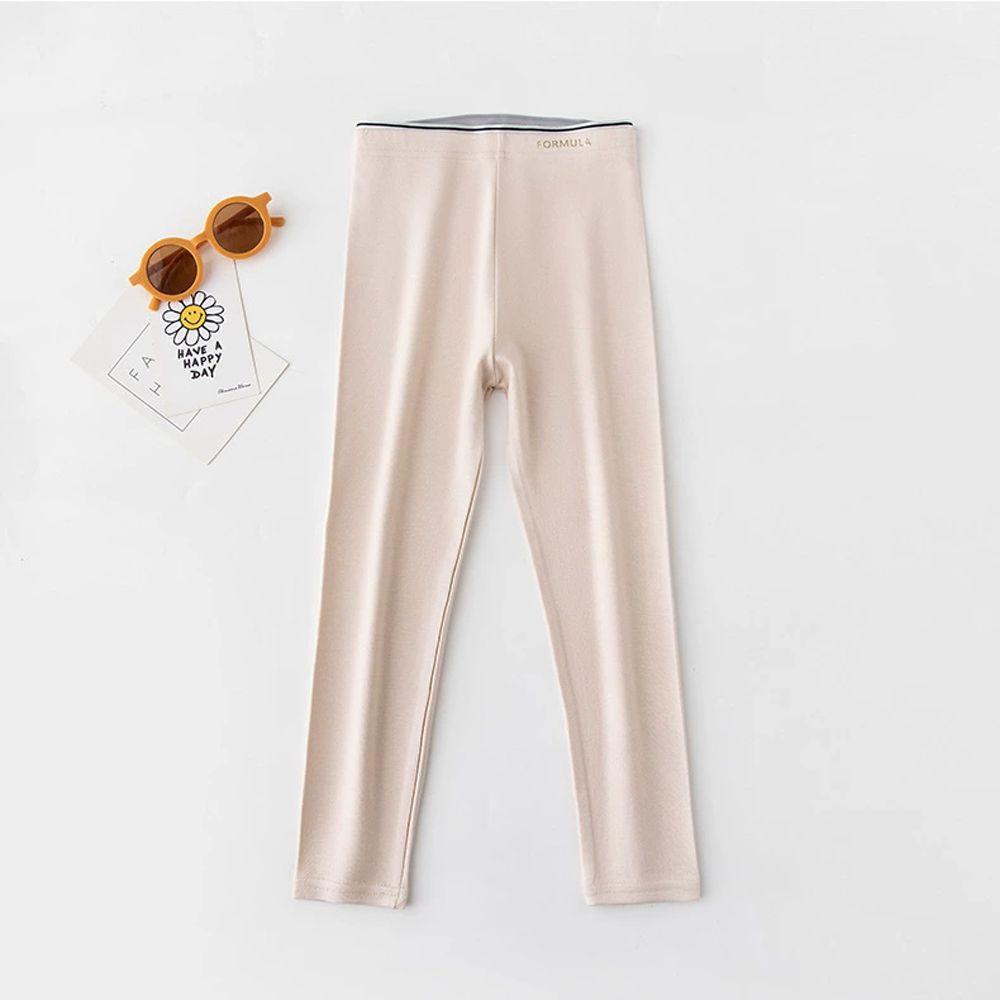 高彈鬆緊腰頭內搭褲-文字款-杏色