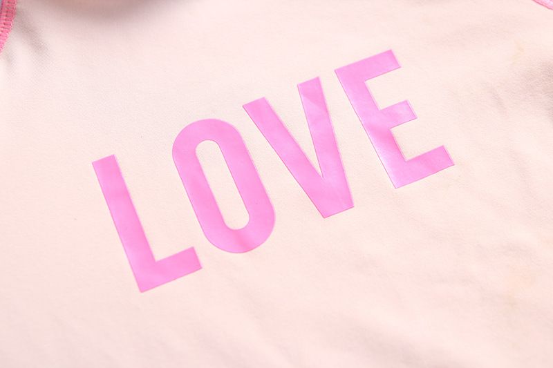 女寶長袖泳裝套裝(附帽子)-LOVE-粉橘色