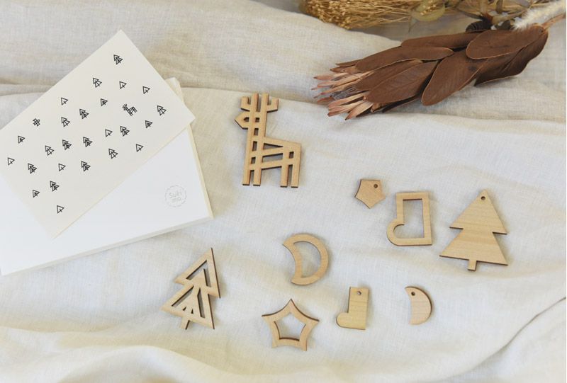 日本 kukka ja puu - 日本製 天然木輕量掛飾9件組-聖誕夜