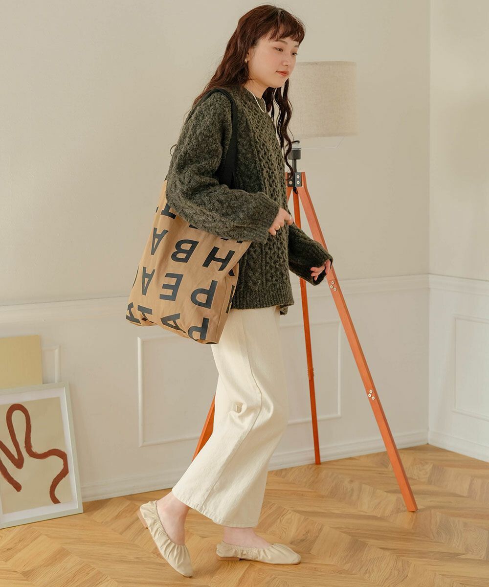 日本 Bab - [日雜推薦] 簡約字母帆布袋/托特袋-米杏