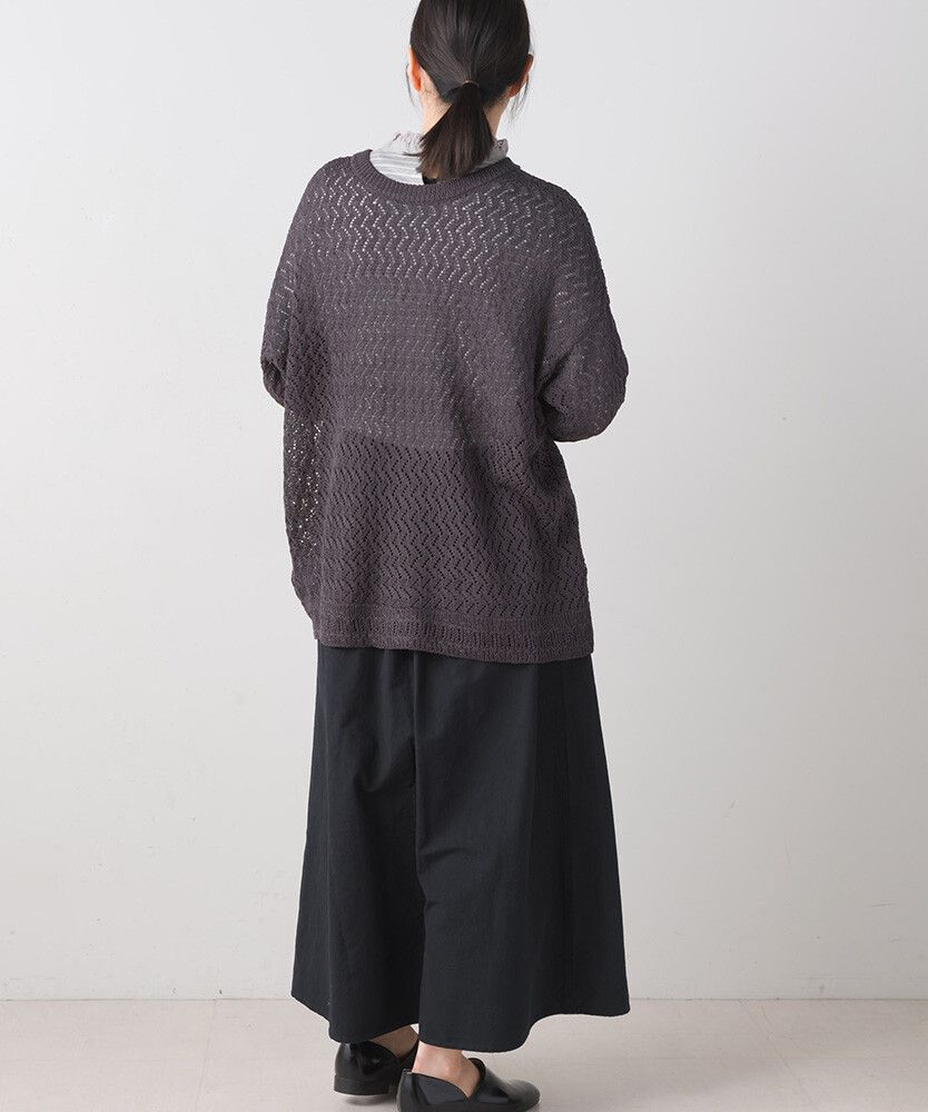 日本女裝代購 - 2WAY幾何鉤針編織薄外套-石墨灰