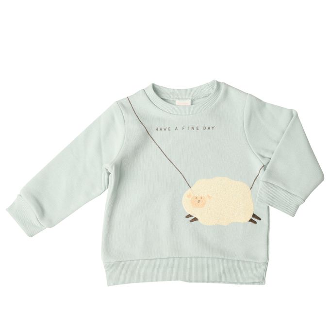 akachan honpo - 長袖休閒上衣-小包包風-淺綠色