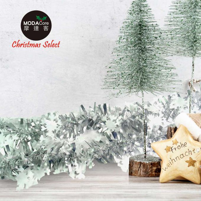 MODACore 摩達客 - 摩達客耶誕-2米長*5吋大雪花霧光寬窄金蔥彩條(3條一組-顏色隨機出貨)可掛聖誕樹/門窗邊/牆沿/派對裝扮用