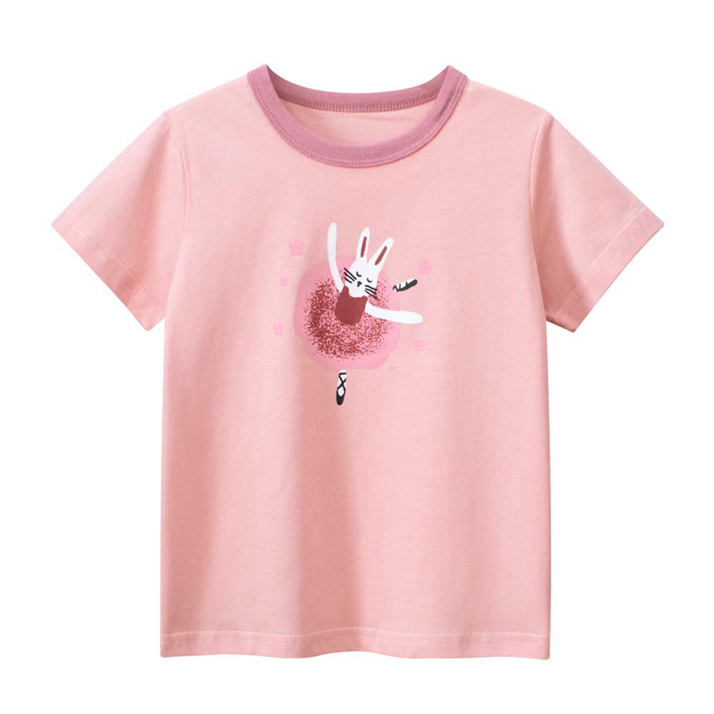 27home - 純棉短袖上衣-芭蕾舞兔兔-粉色