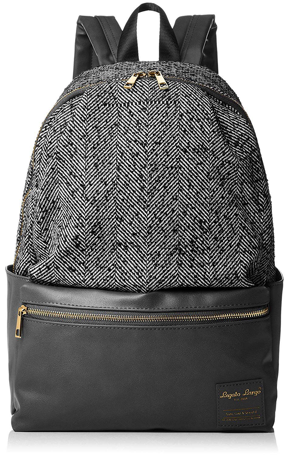 日本 Legato Largo - 千鳥格紋拼皮後背包 10POCKET-NV海軍藍 (40x27.5x12cm)