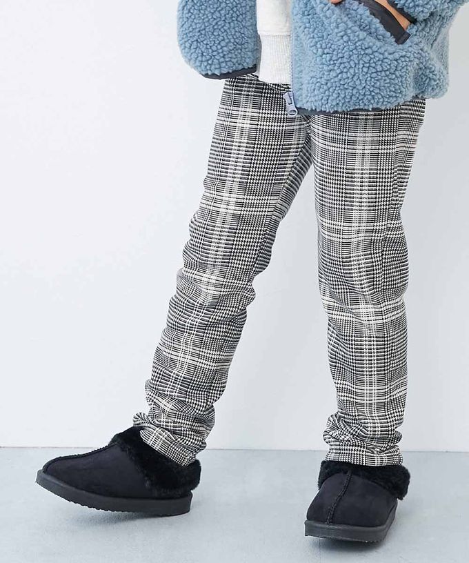 日本 devirock - RICH WARM 保暖裏毛合身長褲-格紋-可可