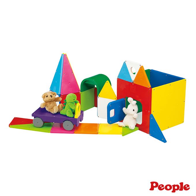 日本 People - 益智磁性積木BASIC系列-平面積木豪華組(附吸附板)(1歲6個月以上~ )