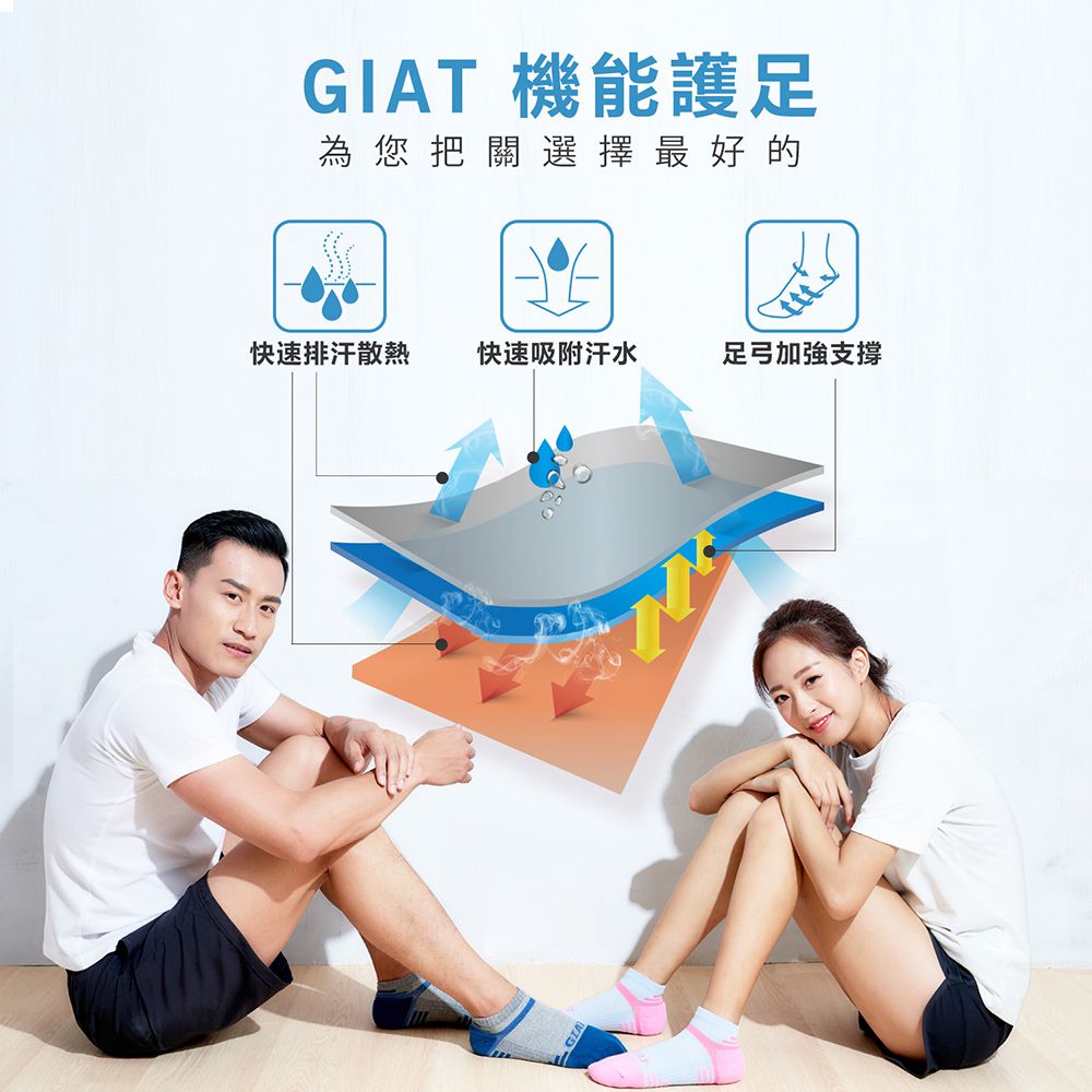 GIAT - 類繃機能萊卡運動襪-大人款-淺紫 (F(22-26cm))