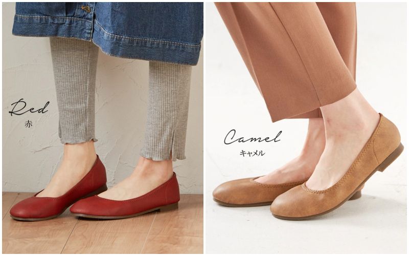 日本女裝代購 - 日本製 仿皮柔軟休閒平底包鞋-深咖啡