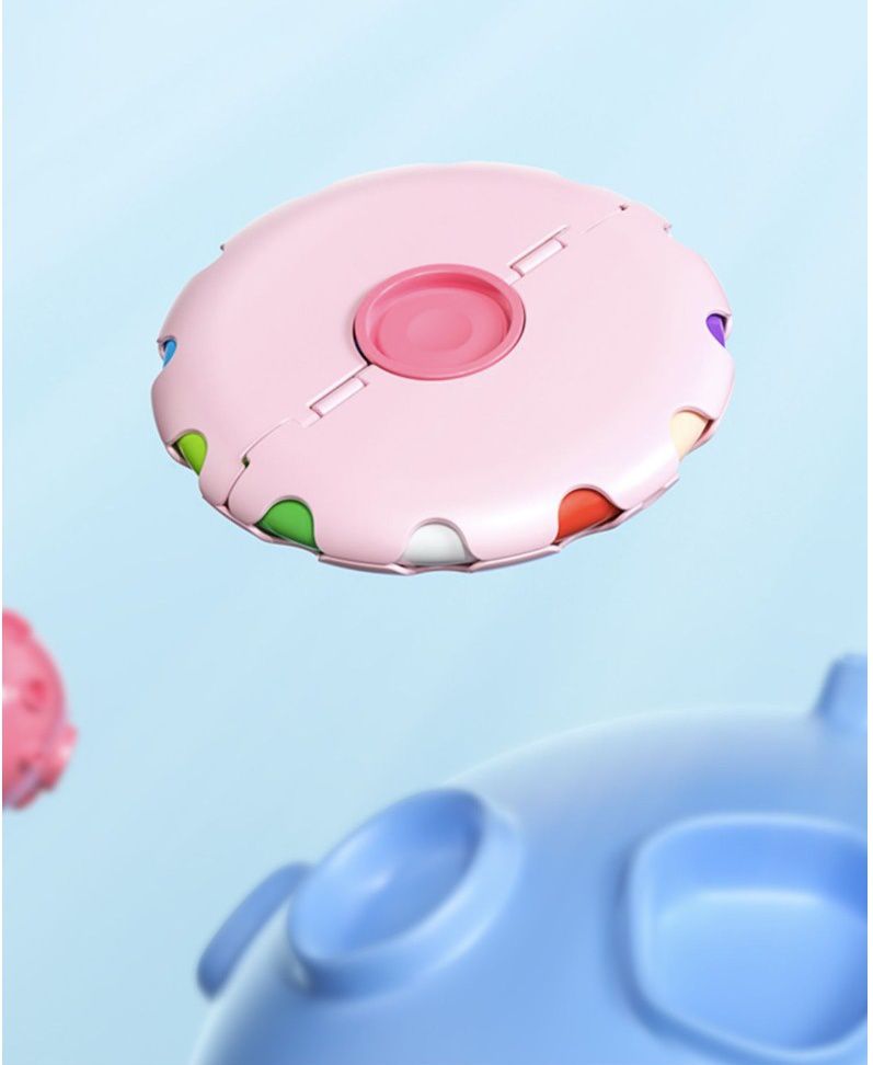 太空船造型不髒手收納蠟筆-12色-粉色 (12.6x2.5cm)-適合3歲以上使用