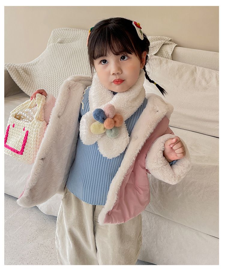 加絨加厚造型連帽鋪棉外套-毛茸茸熊熊-粉色