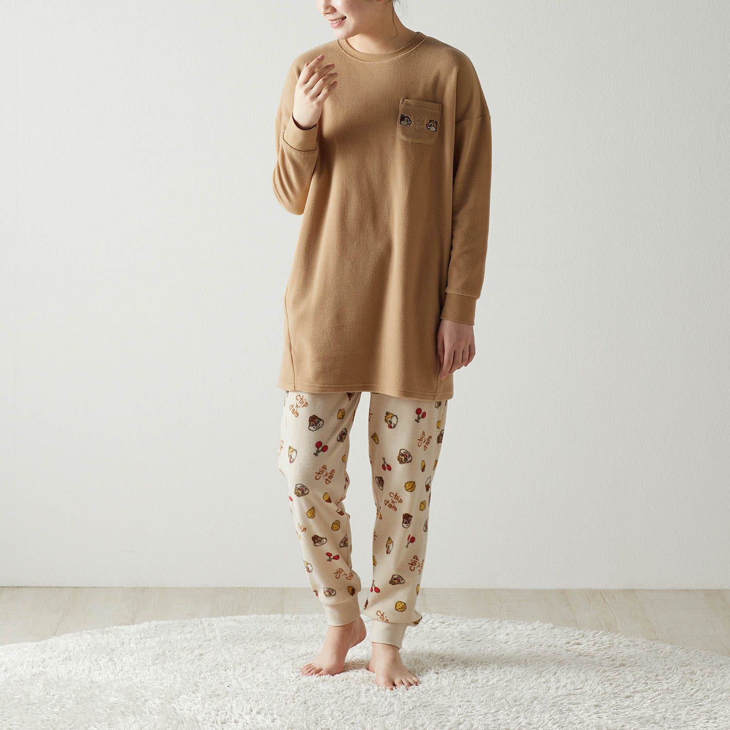 日本千趣會 - 迪士尼 柔軟長袖家居服-米奇-深灰x條紋