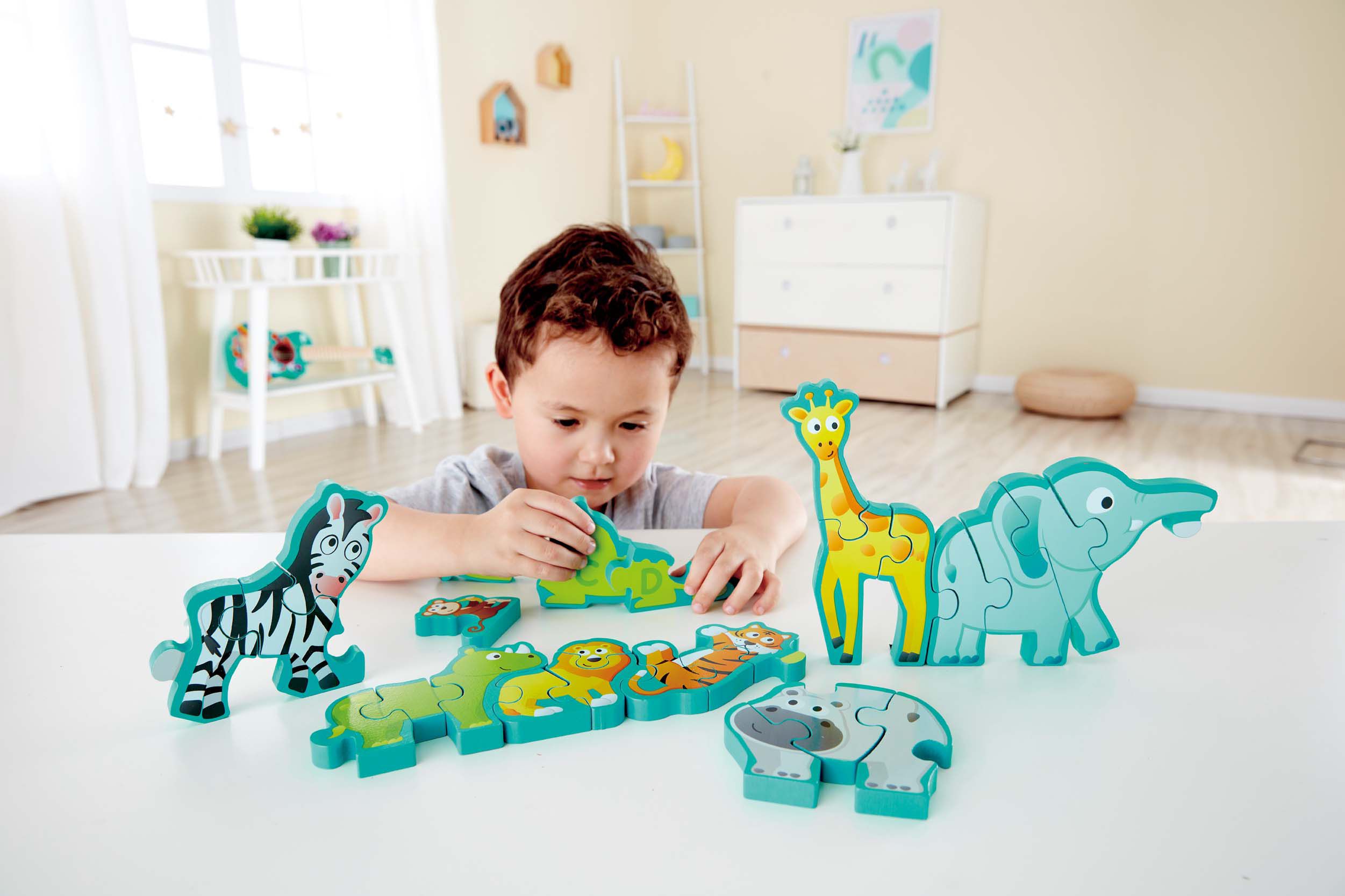 德國 Hape - 字母與野生動物立體拼圖-26pcs