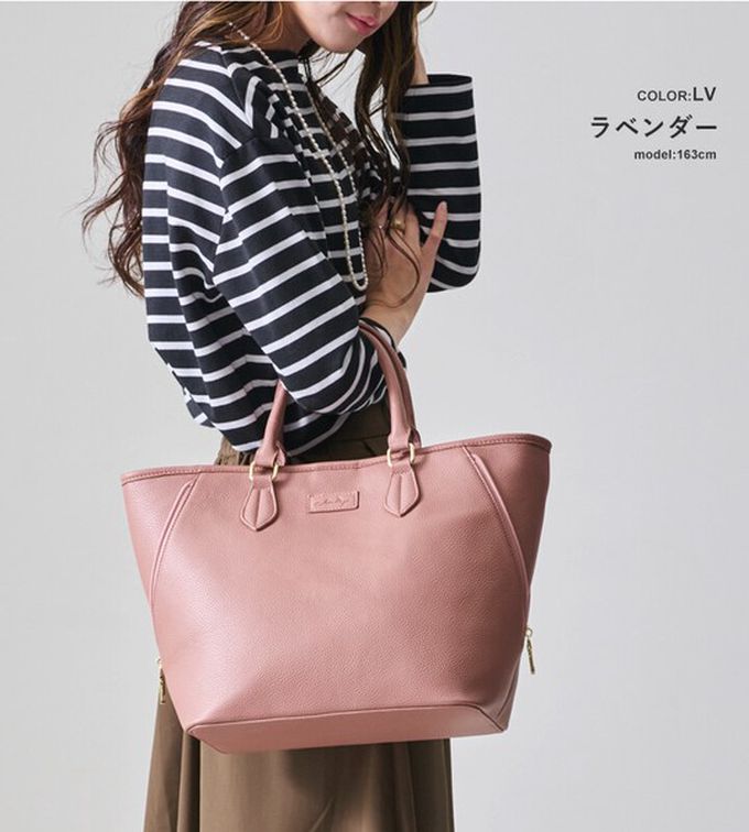 日本 LIZDAYS - 2WAY大開口優雅皮革感手提/側背包-焦糖橘 (42x28cm)