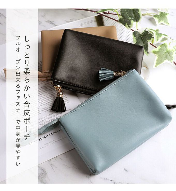 日本 LIZDAYS - 三層式收納力流蘇化妝包-淺灰