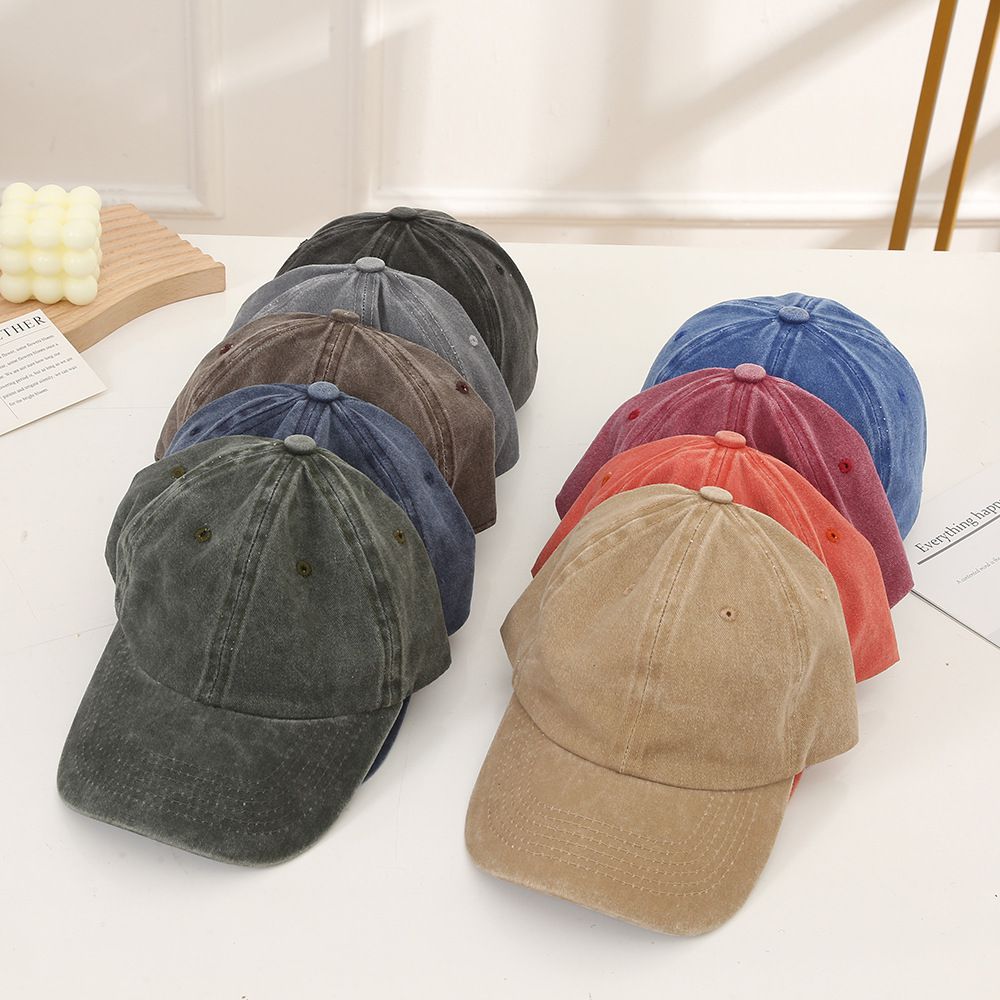 復古水洗風百搭休閒遮陽棒球帽-橘色 (57cm)