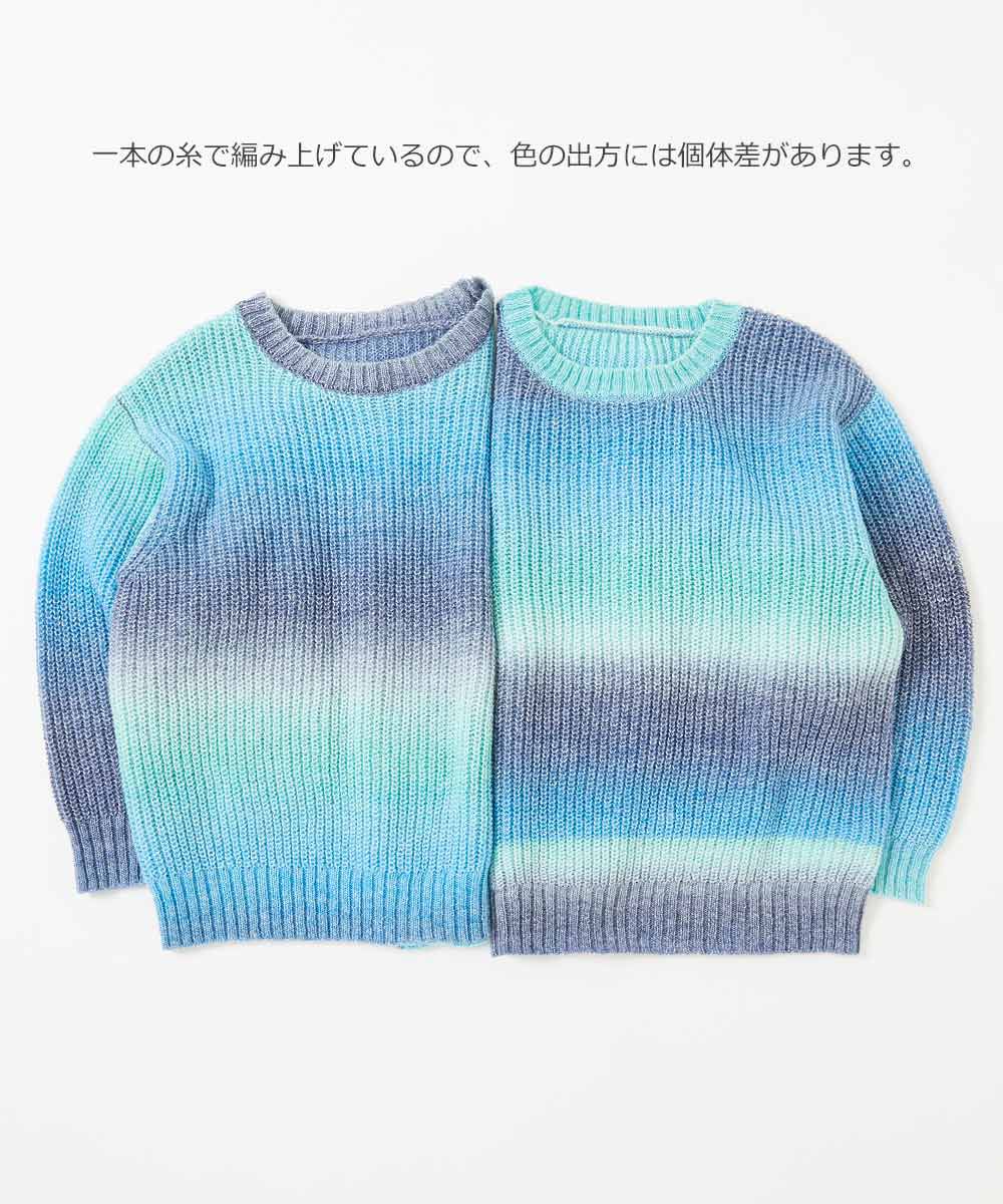 日本 devirock - 可水洗圓領漸層長袖針織衫-粉紫系