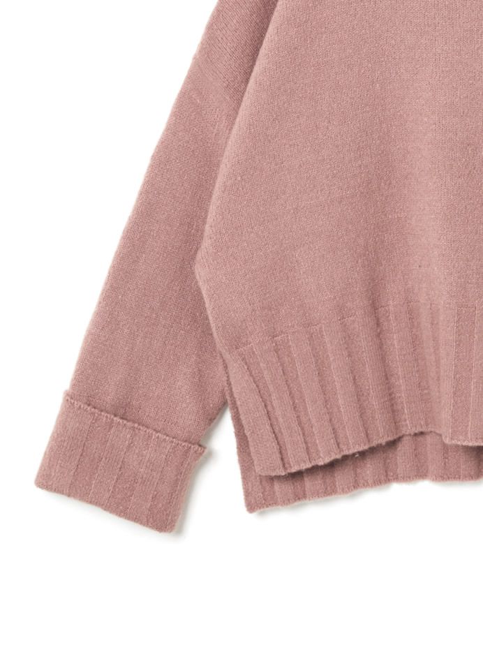 日本 GRL - 慵懶少女高領超長袖毛衣-櫻花粉