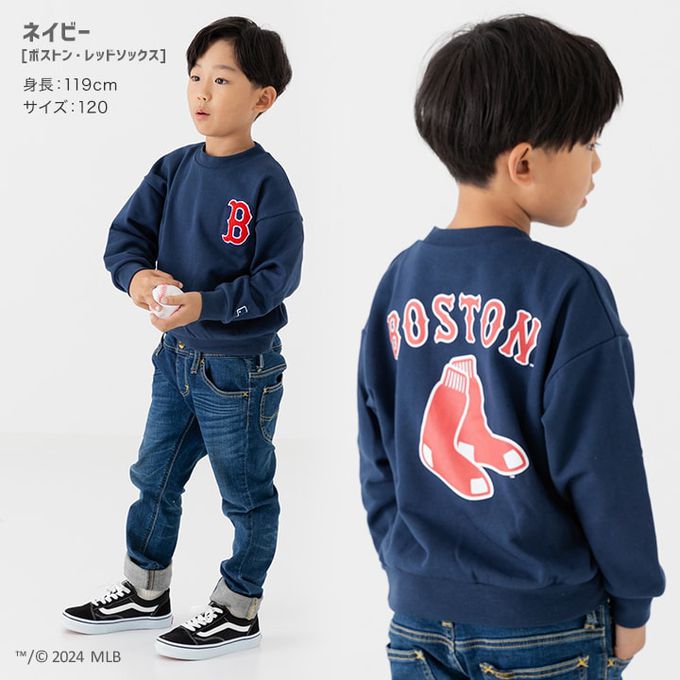 日本 Chil2 - MLB聯名 運動風裏毛長袖上衣-紐約洋基-深灰